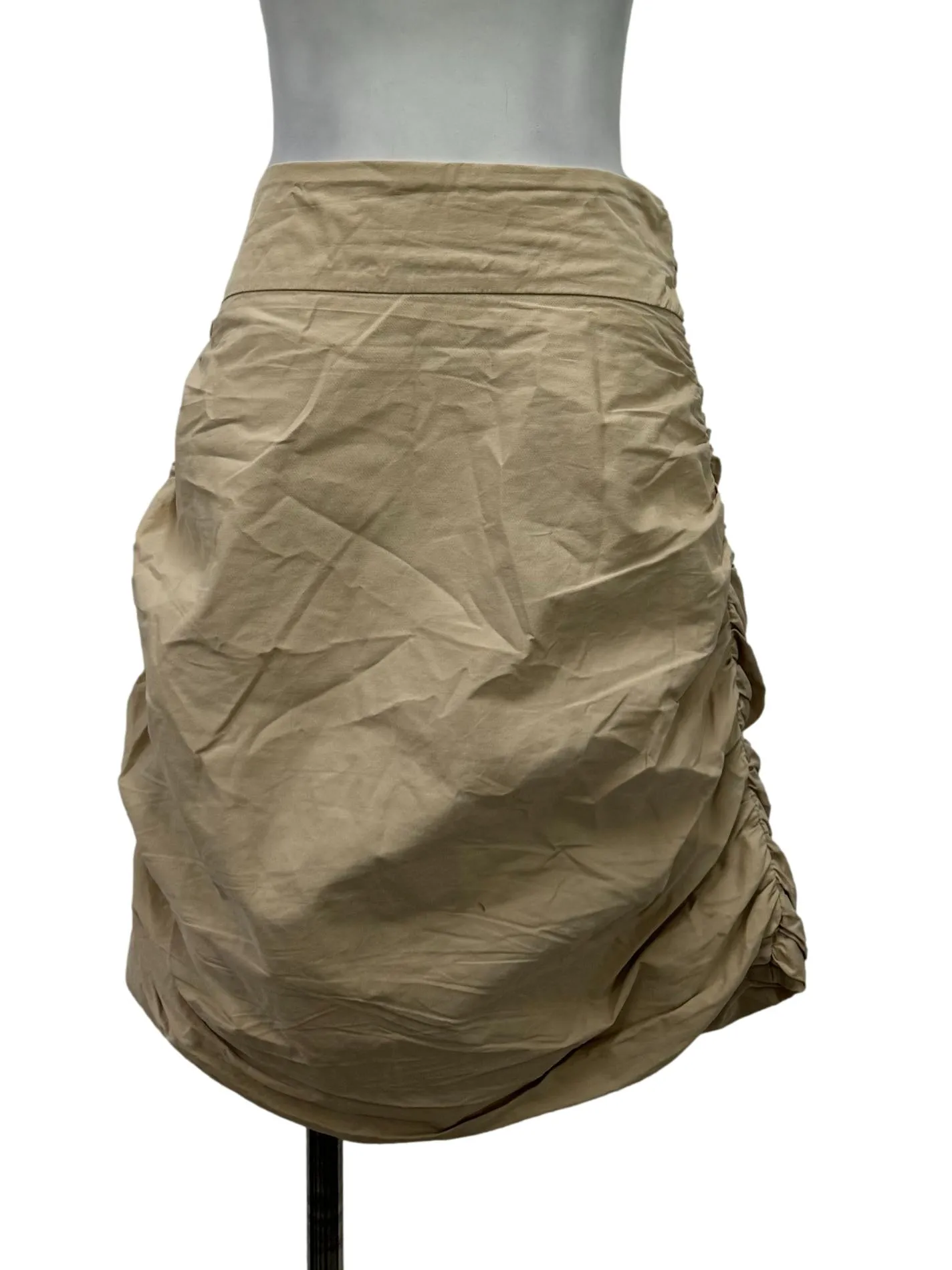 Khaki Side Ruched Mini Skirt