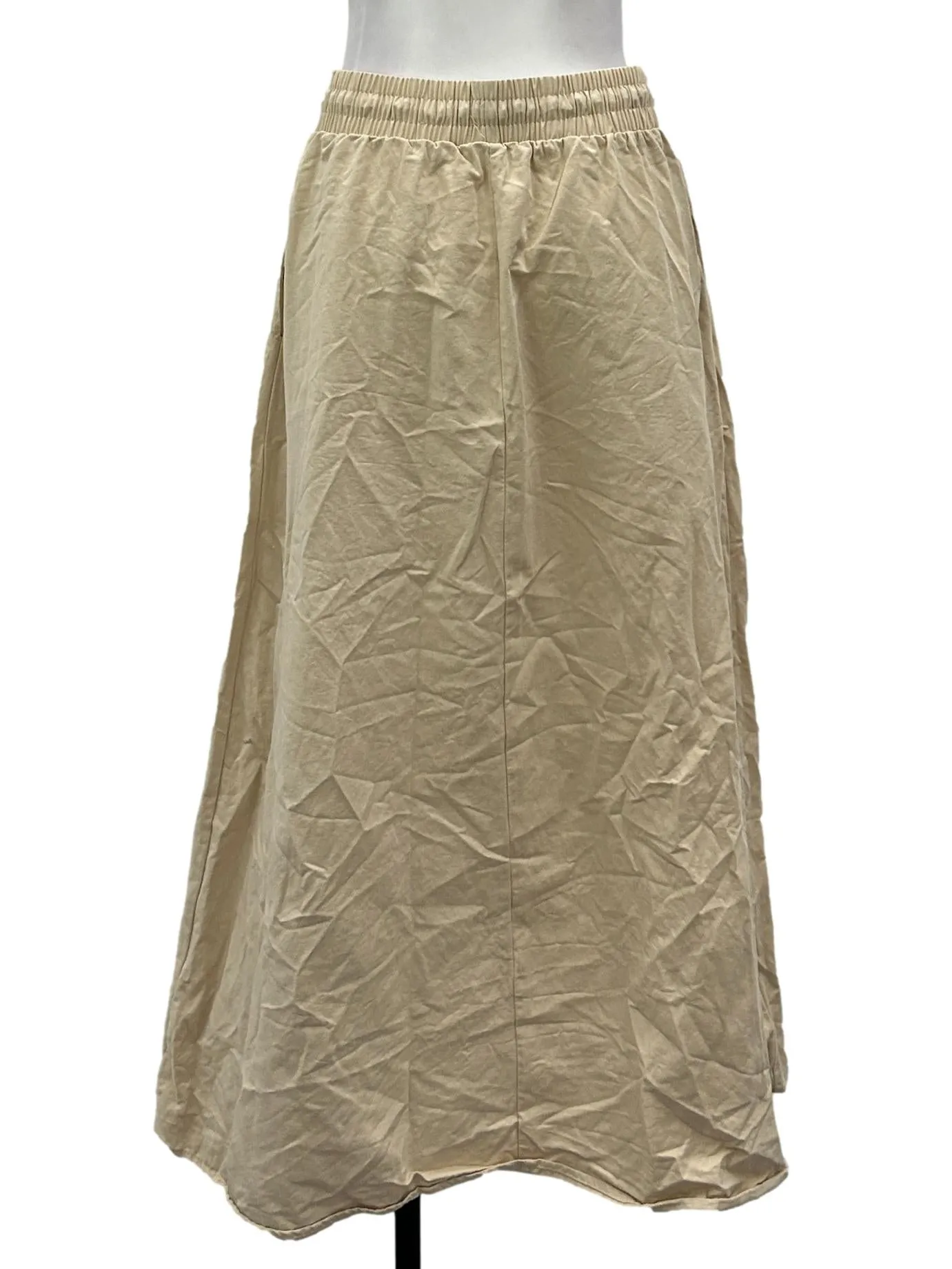 Khaki Twill A-Line Skirt