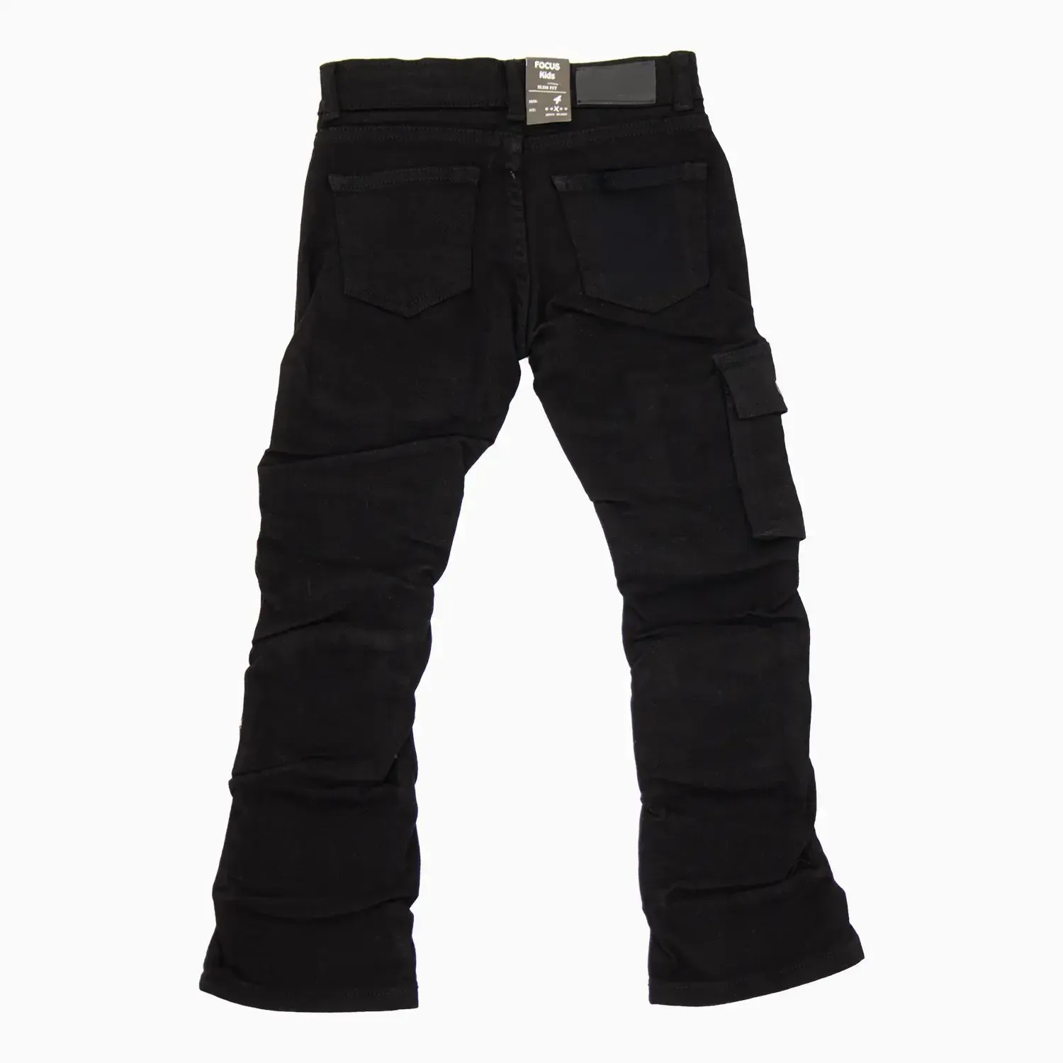 Kid's Cargo Distre Stacked Denim Pant