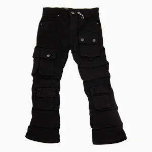 Kid's Cargo Distre Stacked Denim Pant