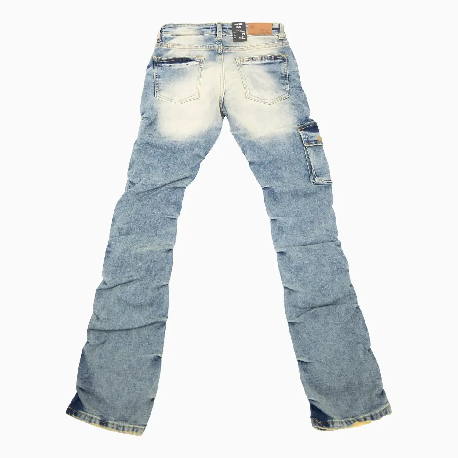 Kid's Cargo Distre Stacked Denim Pant
