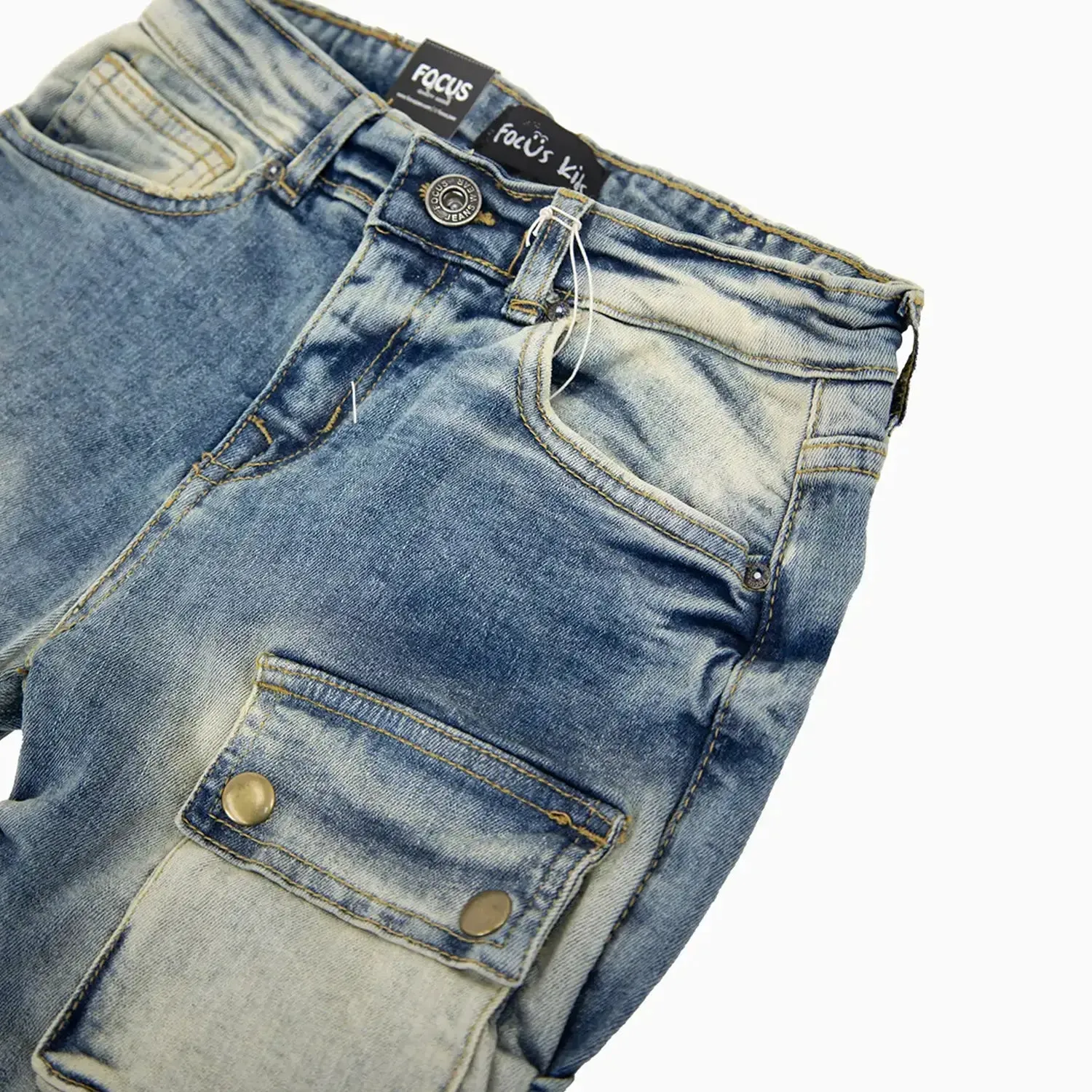 Kid's Cargo Distre Stacked Denim Pant