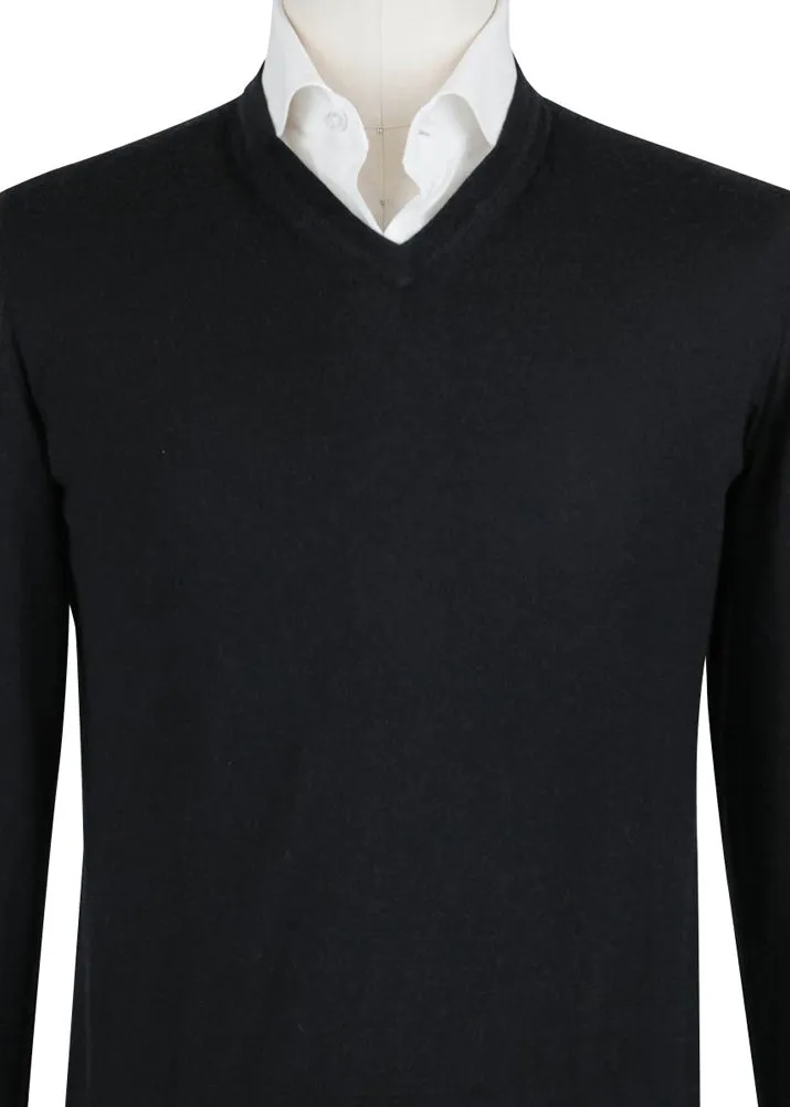 Kiton Black V-Neck Sweater