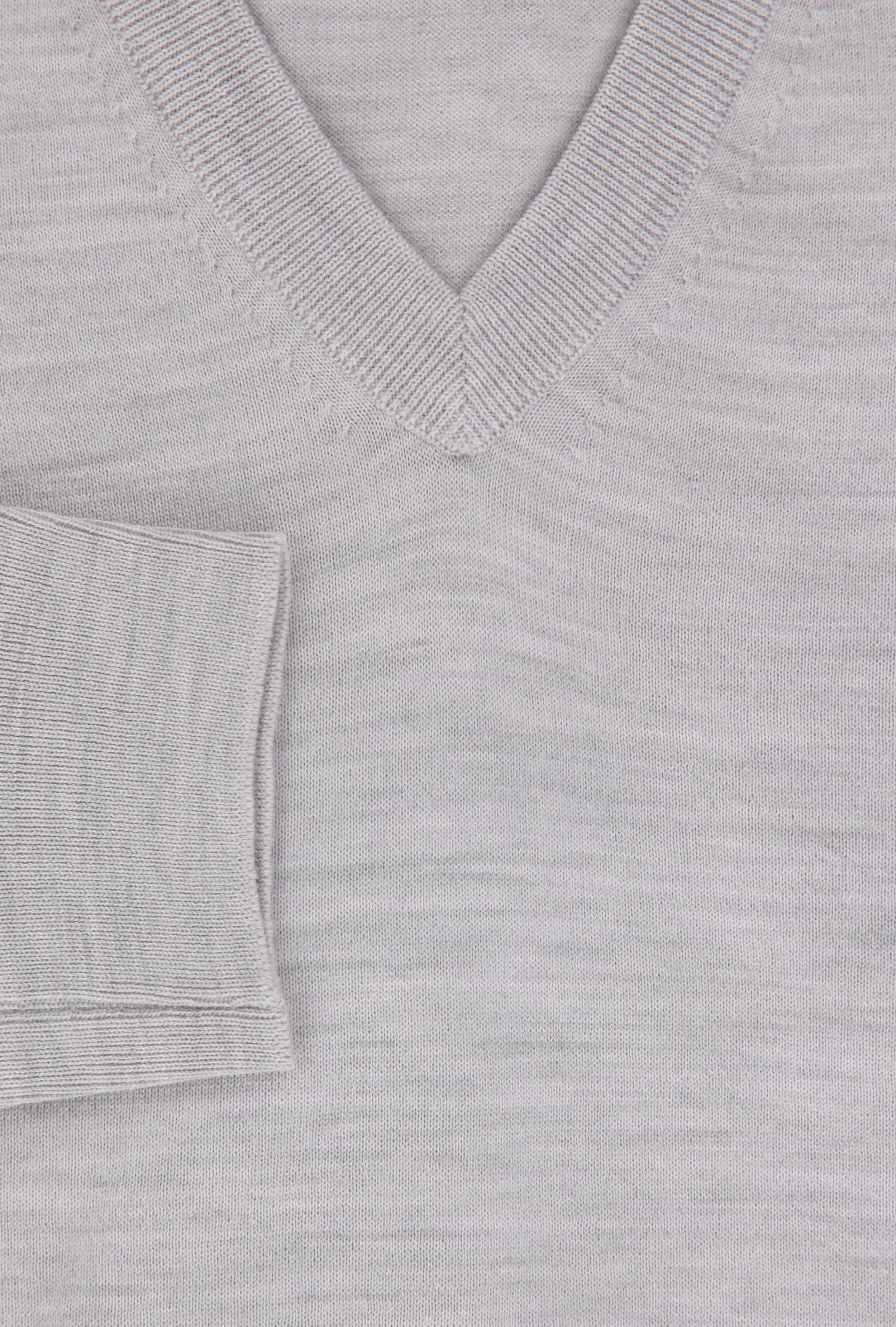 Kiton Light Gray V-Neck Sweater