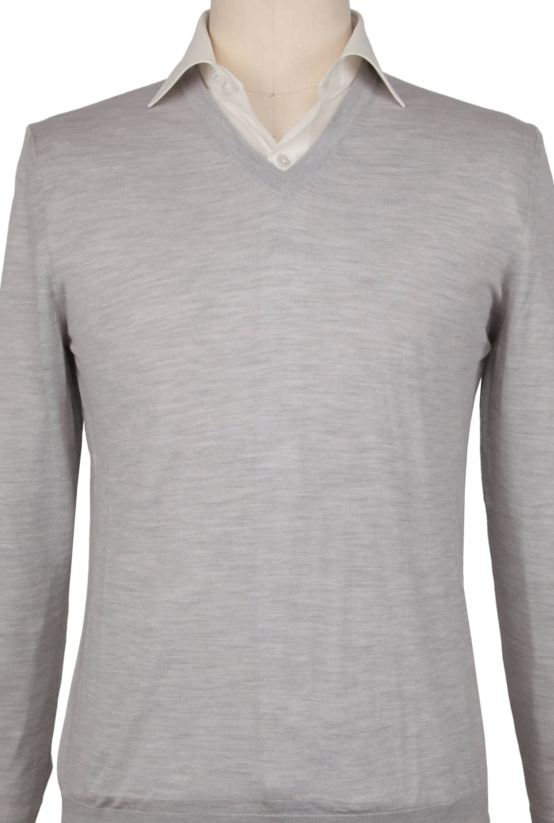 Kiton Light Gray V-Neck Sweater