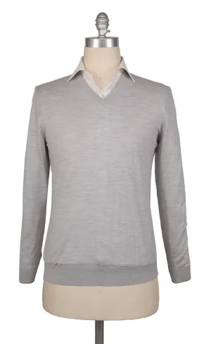 Kiton Light Gray V-Neck Sweater