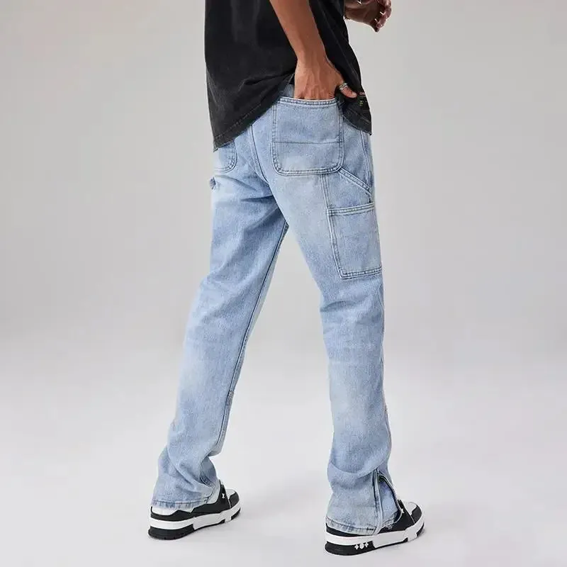 KlassikLeichtigkeit Herren Frühling Sommer Baumwolljeans mit Geradem Schnitt