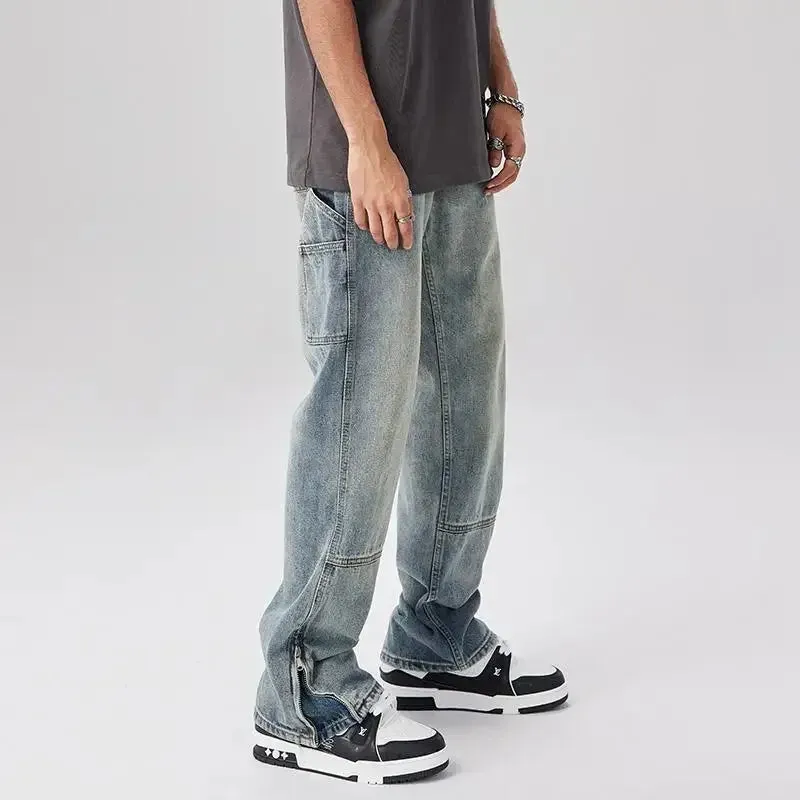 KlassikLeichtigkeit Herren Frühling Sommer Baumwolljeans mit Geradem Schnitt