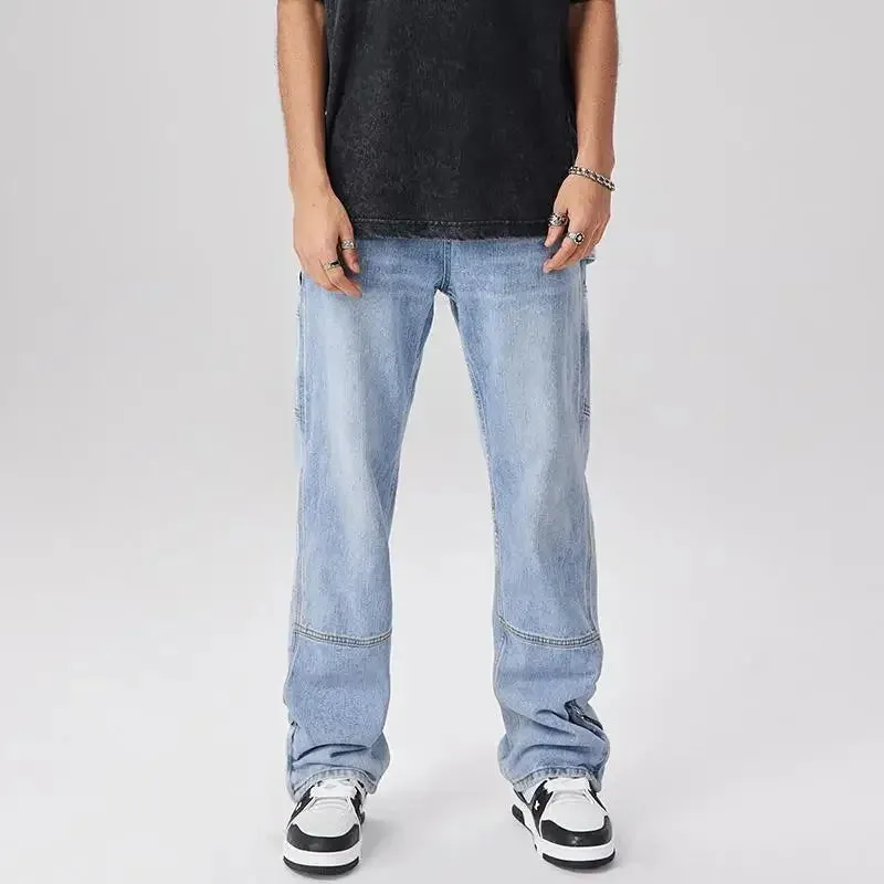 KlassikLeichtigkeit Herren Frühling Sommer Baumwolljeans mit Geradem Schnitt