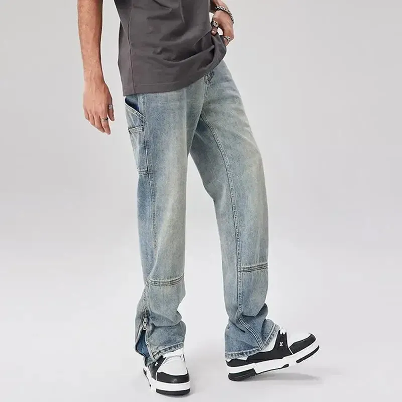 KlassikLeichtigkeit Herren Frühling Sommer Baumwolljeans mit Geradem Schnitt