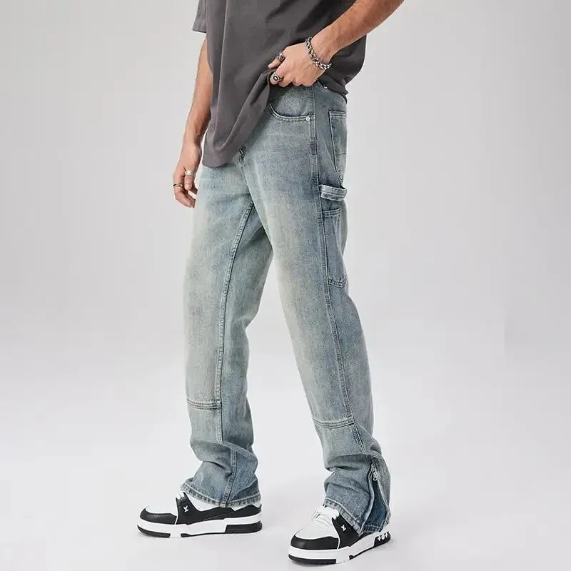 KlassikLeichtigkeit Herren Frühling Sommer Baumwolljeans mit Geradem Schnitt