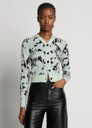 Knit Floral Cardigan (Black/Mint)