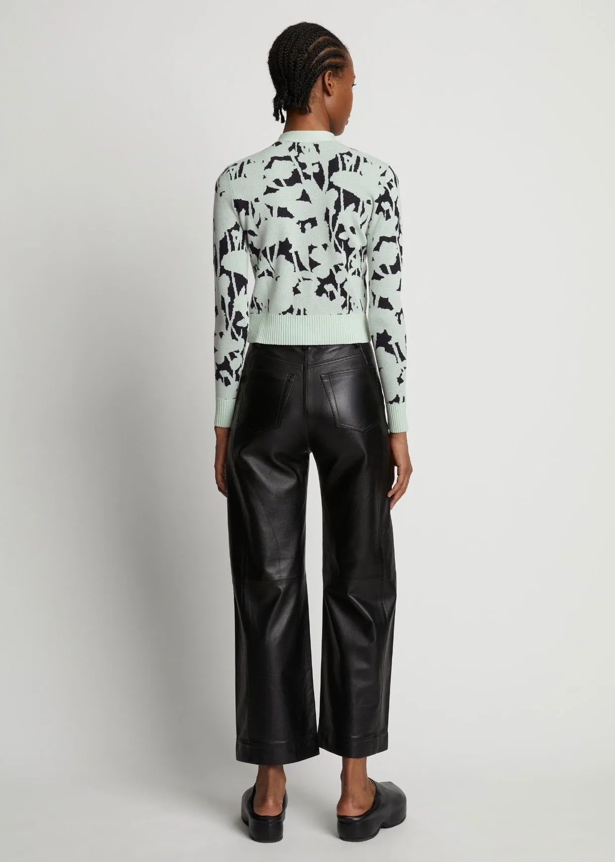 Knit Floral Cardigan (Black/Mint)