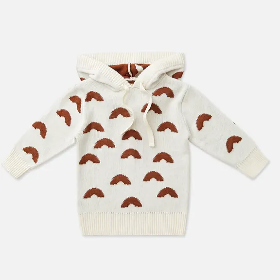 Knit Hooded Sweater - Rainbow