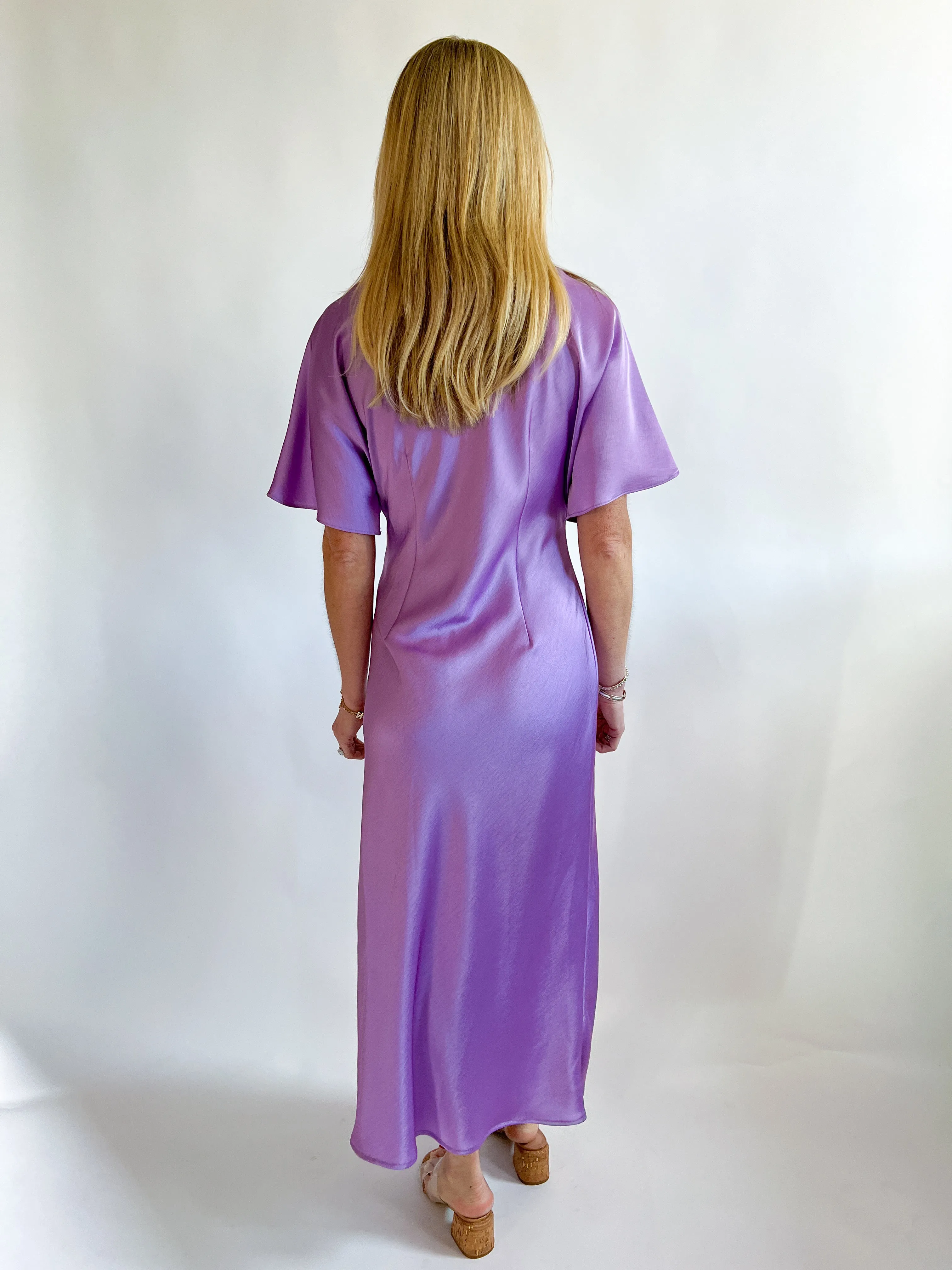 Knotted Satin Midi Dress
