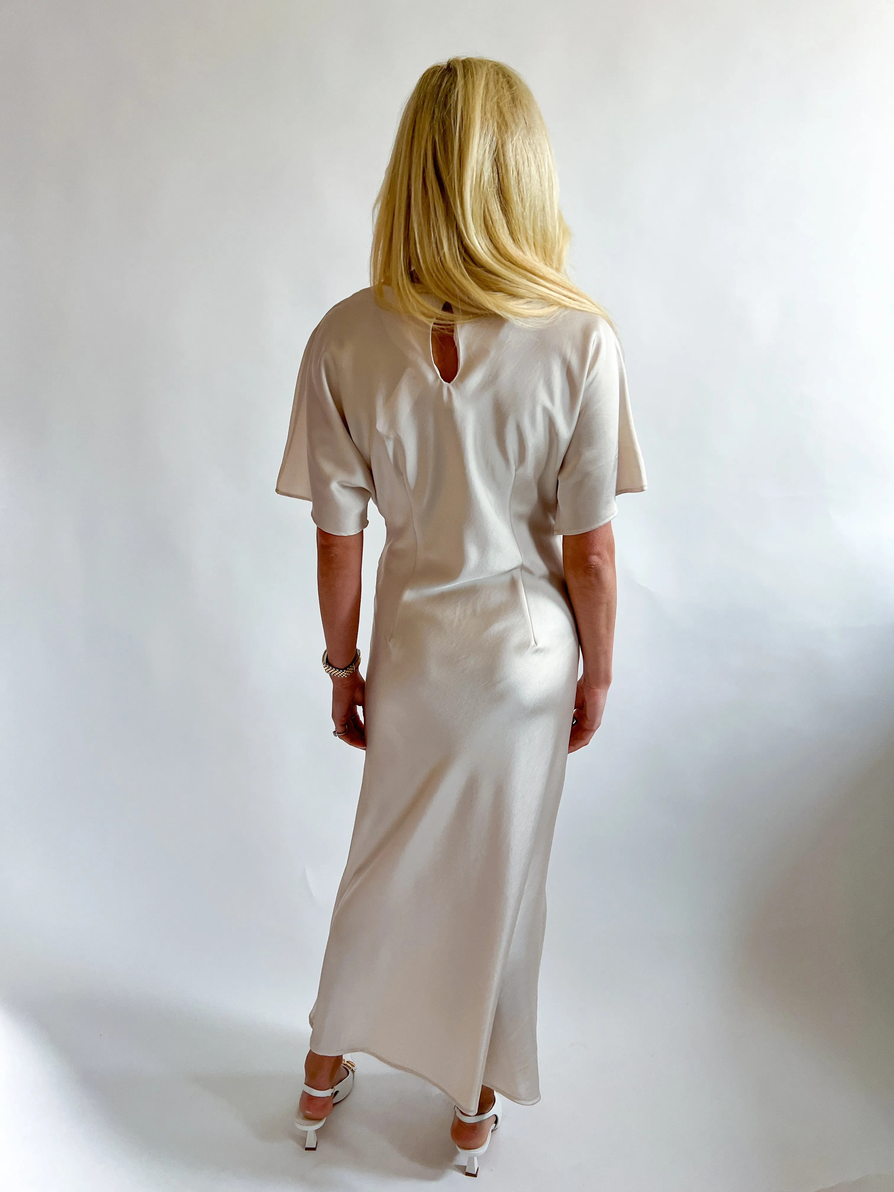 Knotted Satin Midi Dress