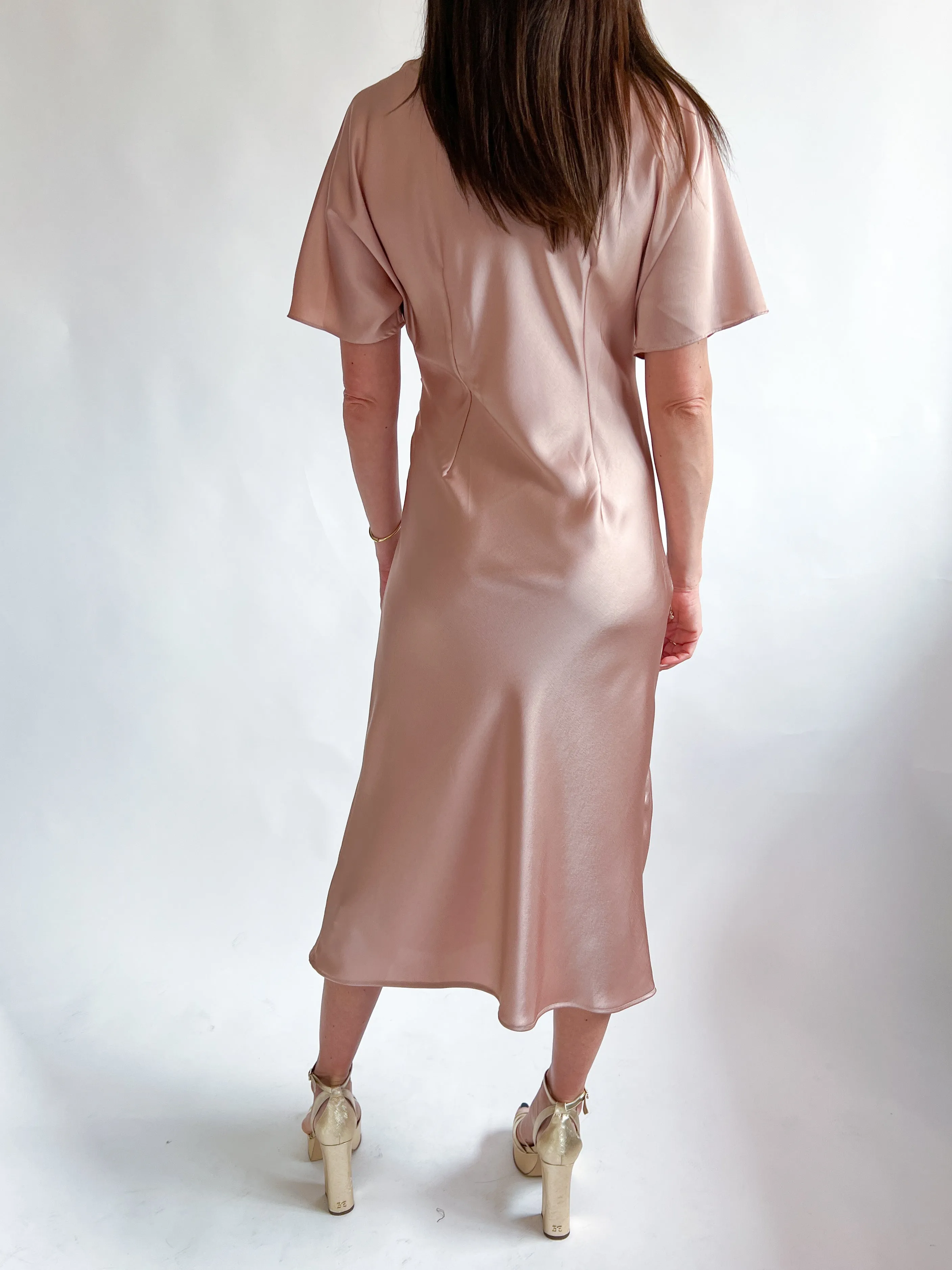 Knotted Satin Midi Dress