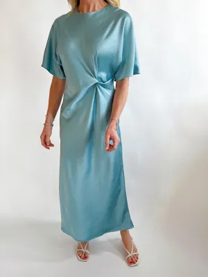Knotted Satin Midi Dress