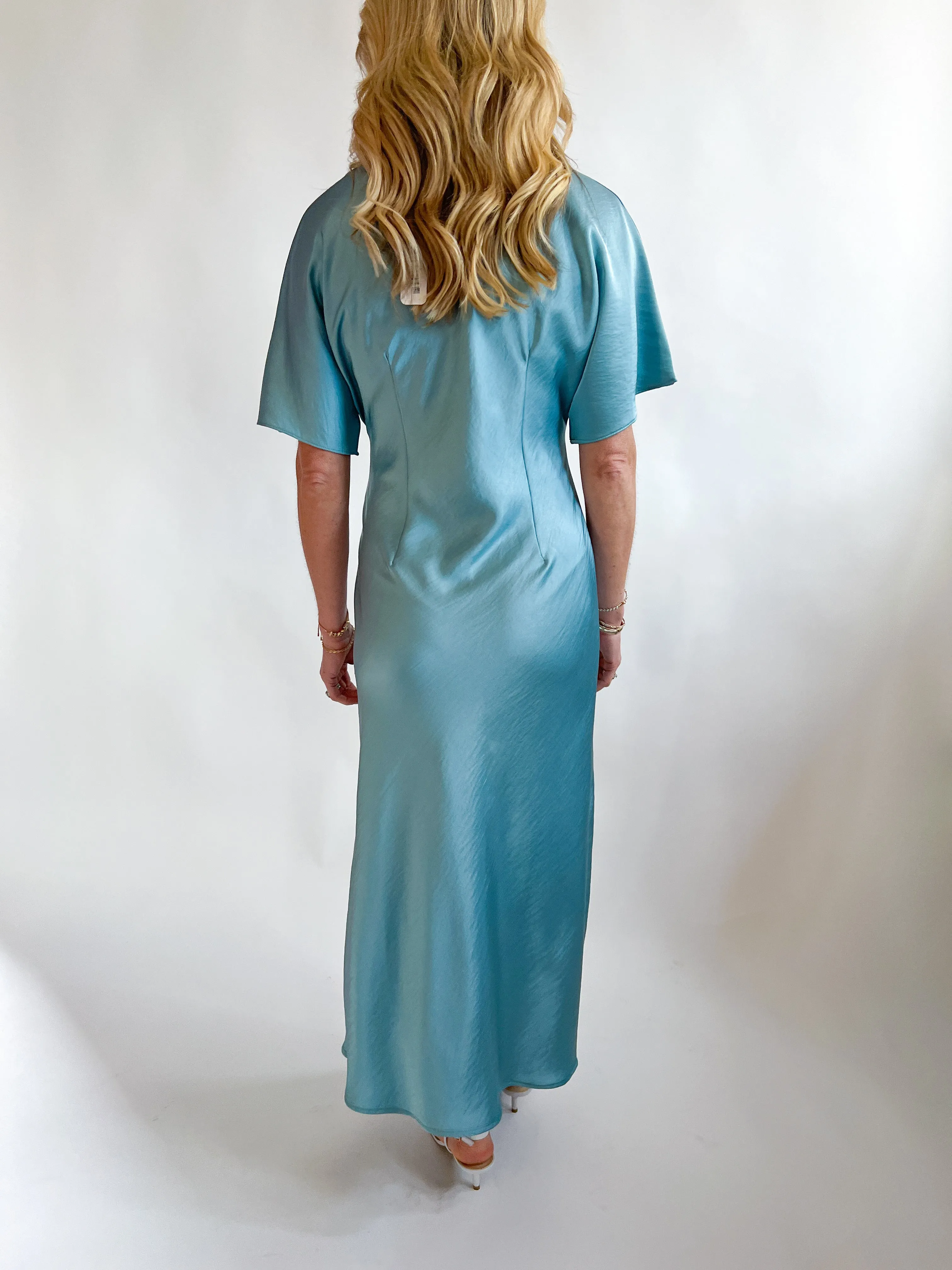 Knotted Satin Midi Dress
