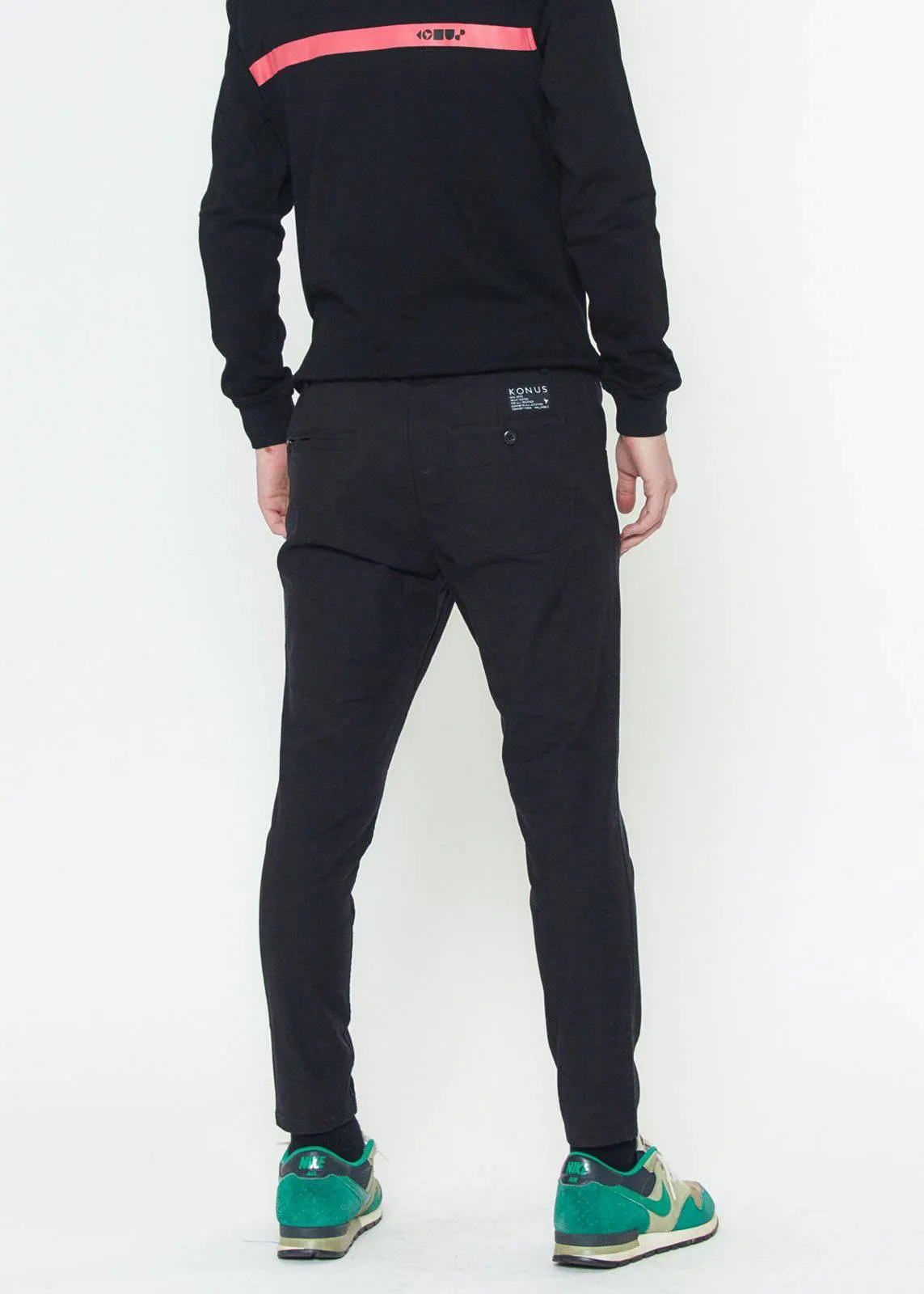 Konus Men's Chino Pant With Asymmetrical Zipper Fly in Black