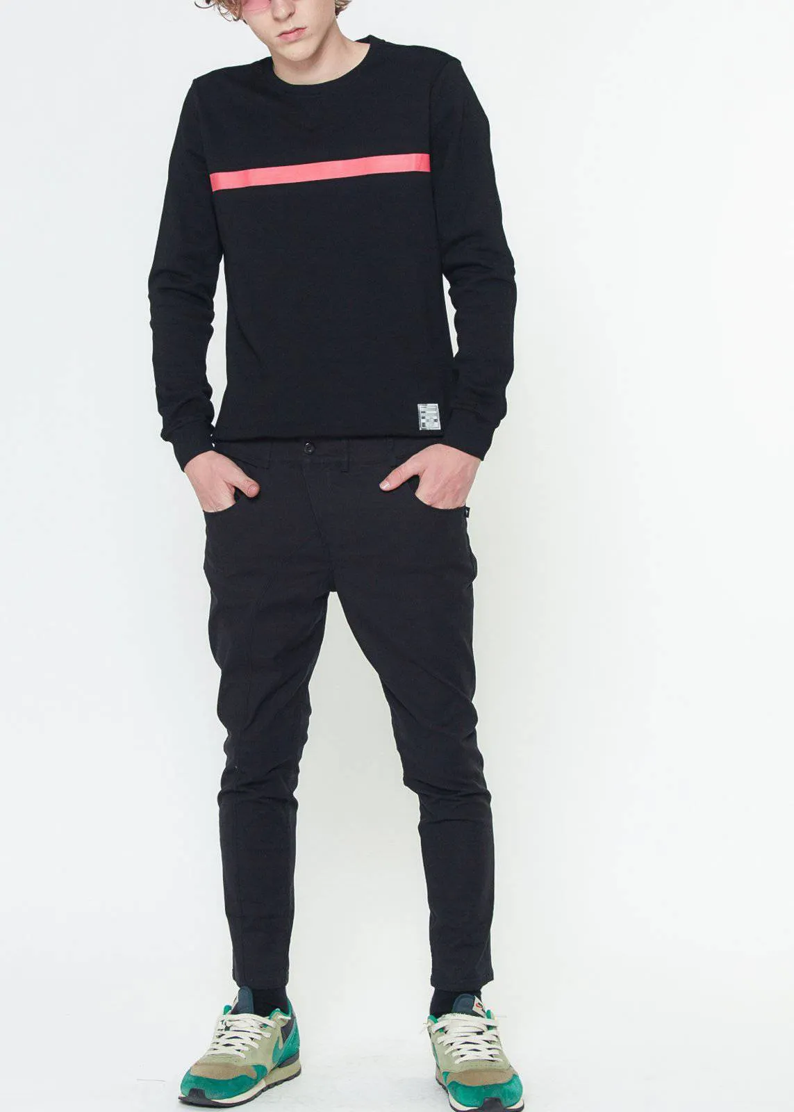 Konus Men's Chino Pant With Asymmetrical Zipper Fly in Black