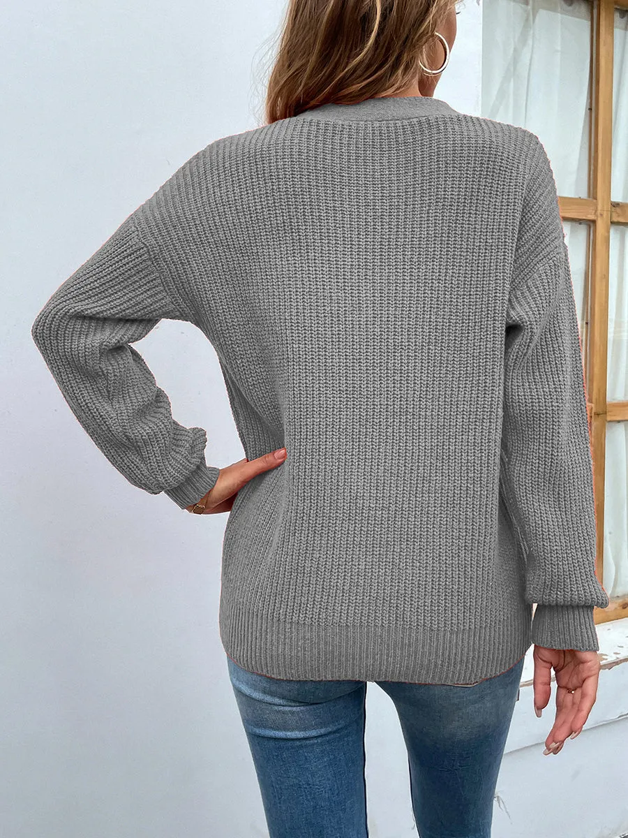 Kristin Cutout V-Neck Rib-Knit Sweater