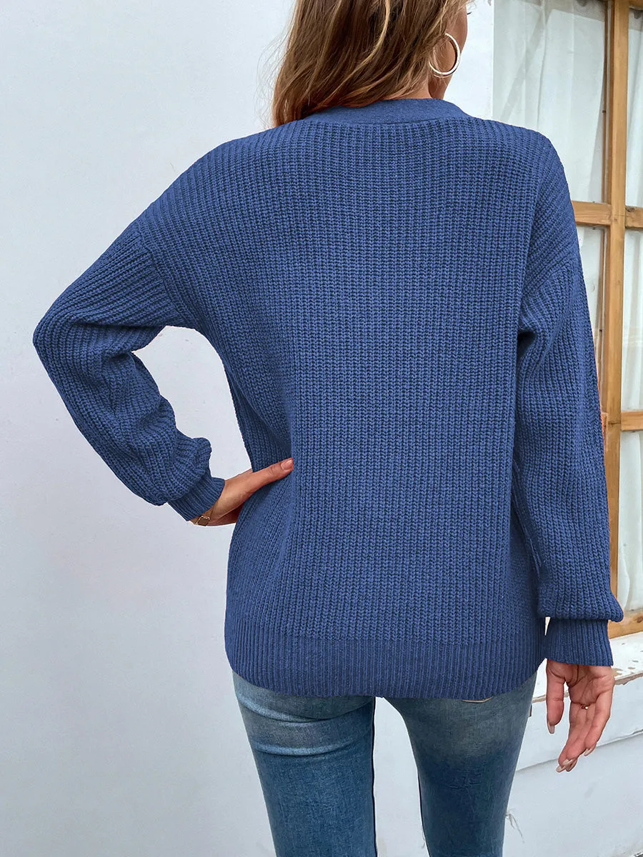 Kristin Cutout V-Neck Rib-Knit Sweater