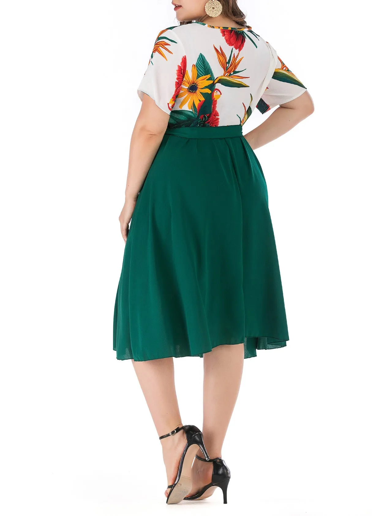 Large Size Temperament Short Sleeve Large Swing Dress