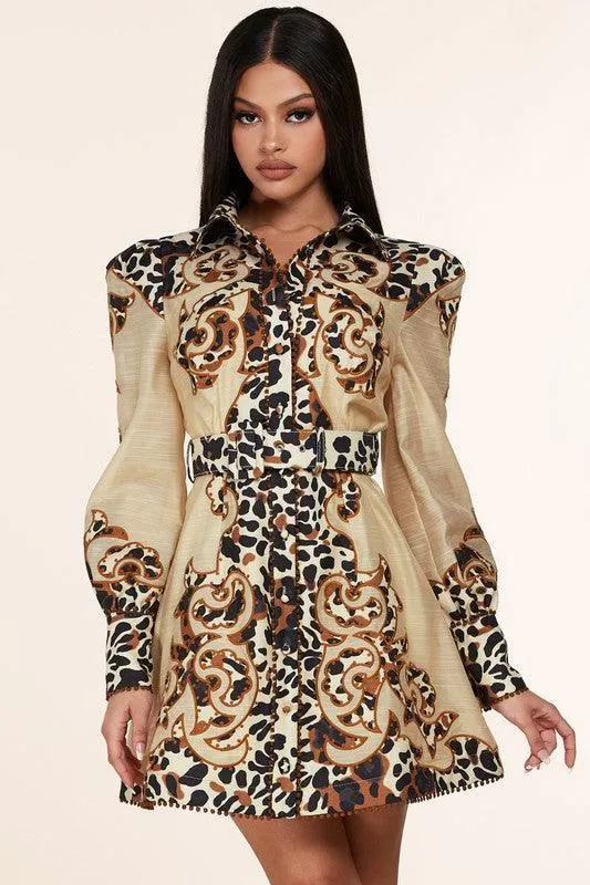 LEOPARD PRINT MINI SWING DRESS
