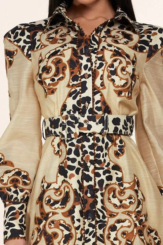 LEOPARD PRINT MINI SWING DRESS