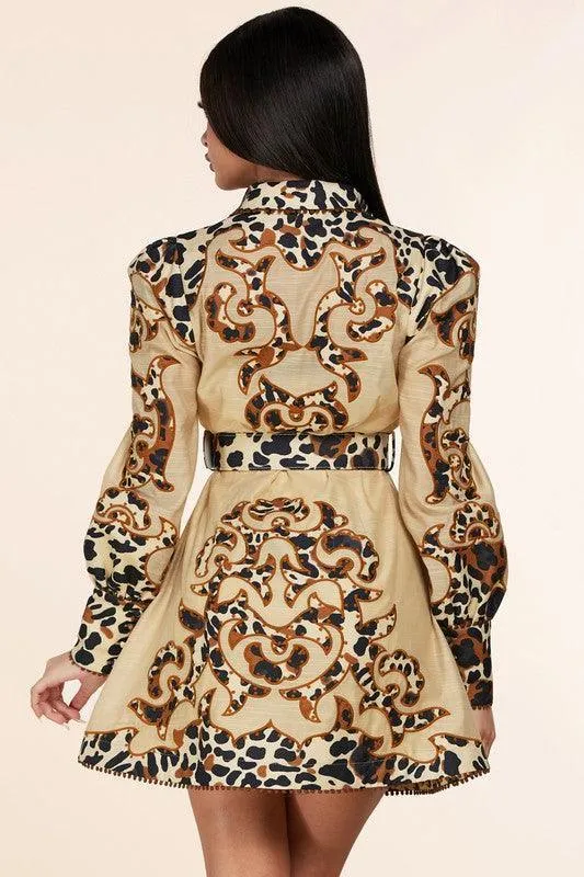 LEOPARD PRINT MINI SWING DRESS