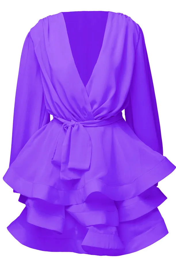 Light chiffon mini dress with belt