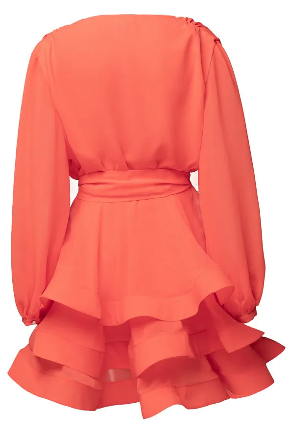 Light chiffon mini dress with belt