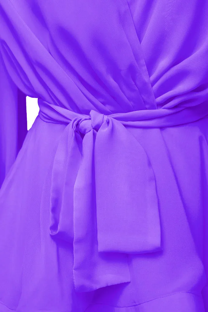 Light chiffon mini dress with belt