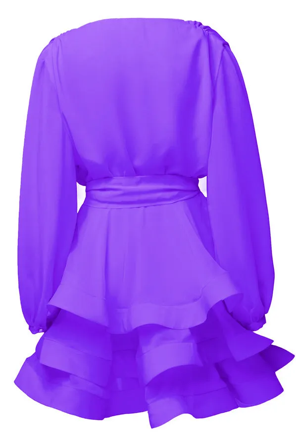 Light chiffon mini dress with belt