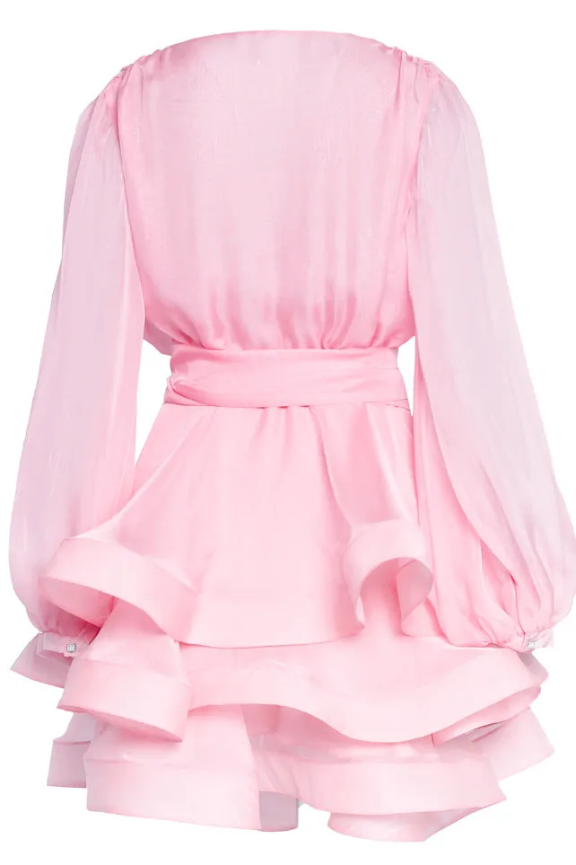 Light chiffon mini dress with belt