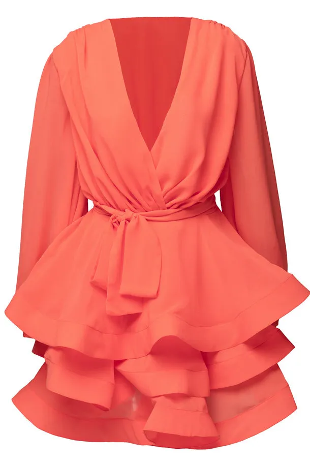 Light chiffon mini dress with belt