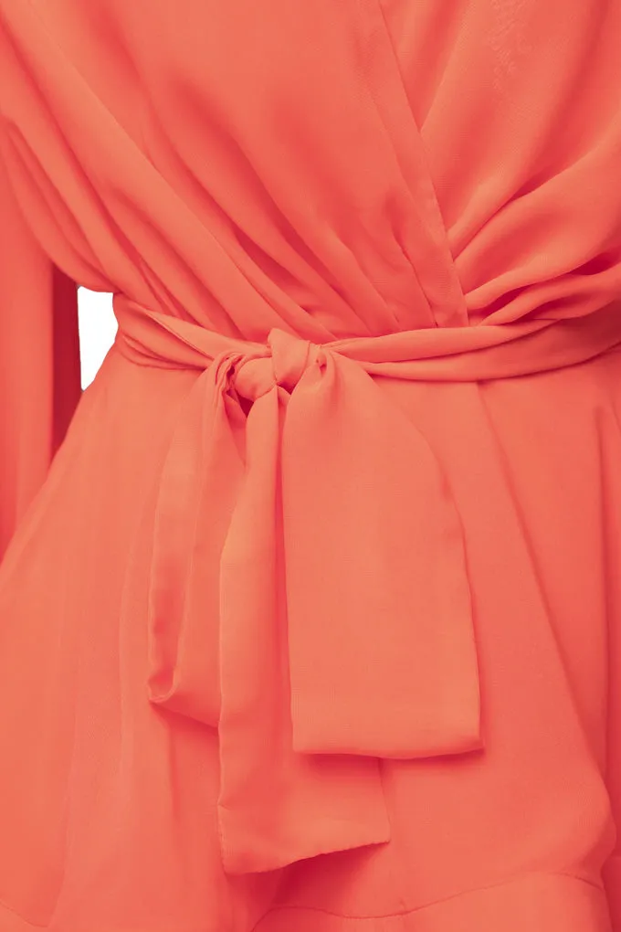 Light chiffon mini dress with belt