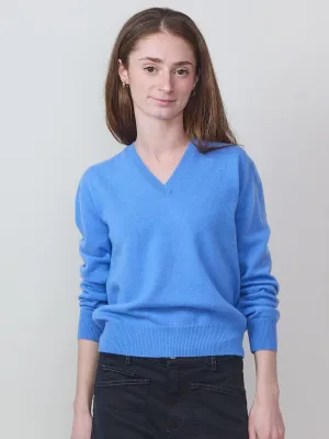 Light V-neck Sweater, Azure