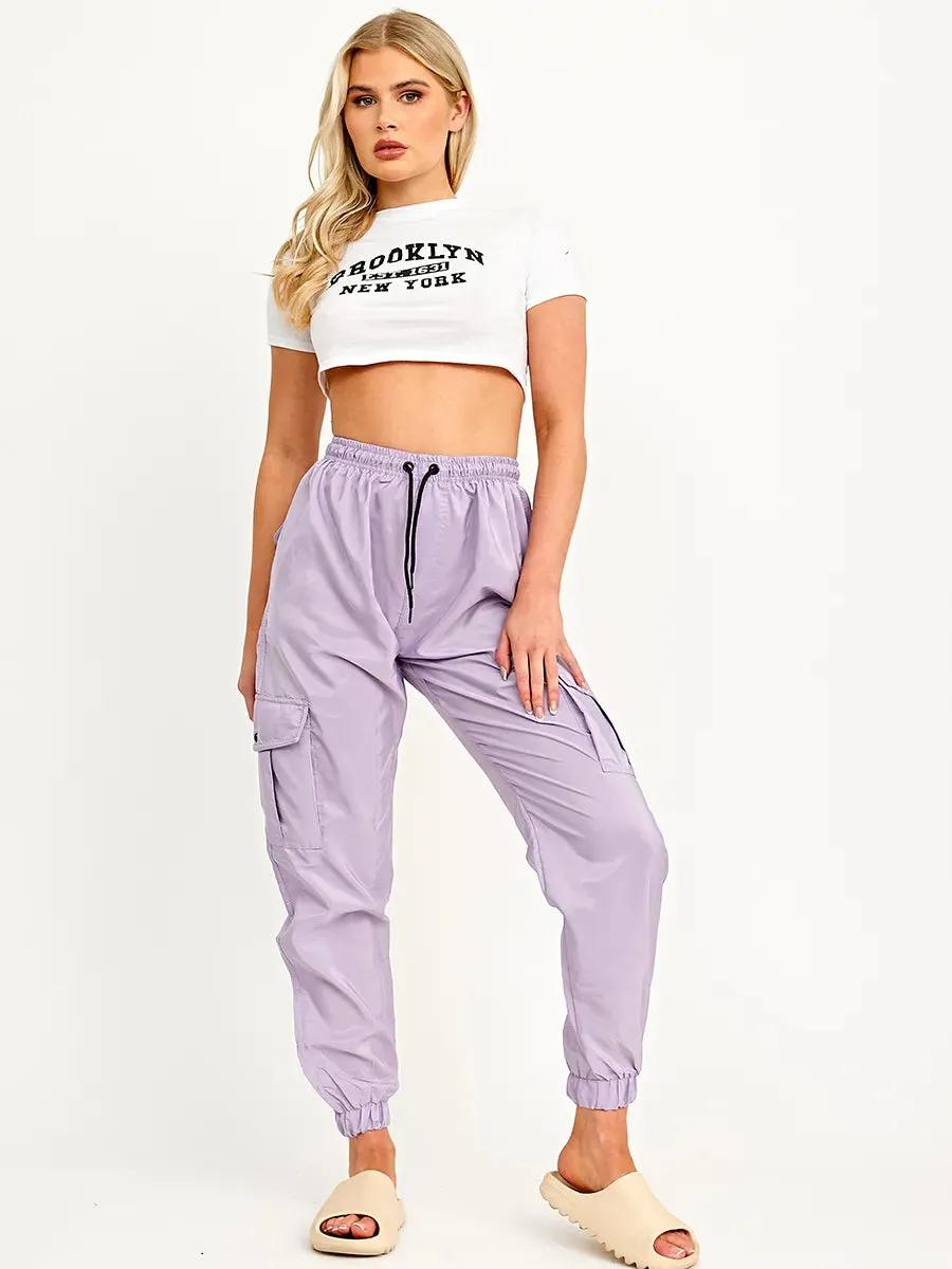 Lilac Purple Lightweight Combat Cargo Pants Trousers