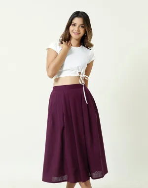 Linen Box Plate Skirt with Pockets