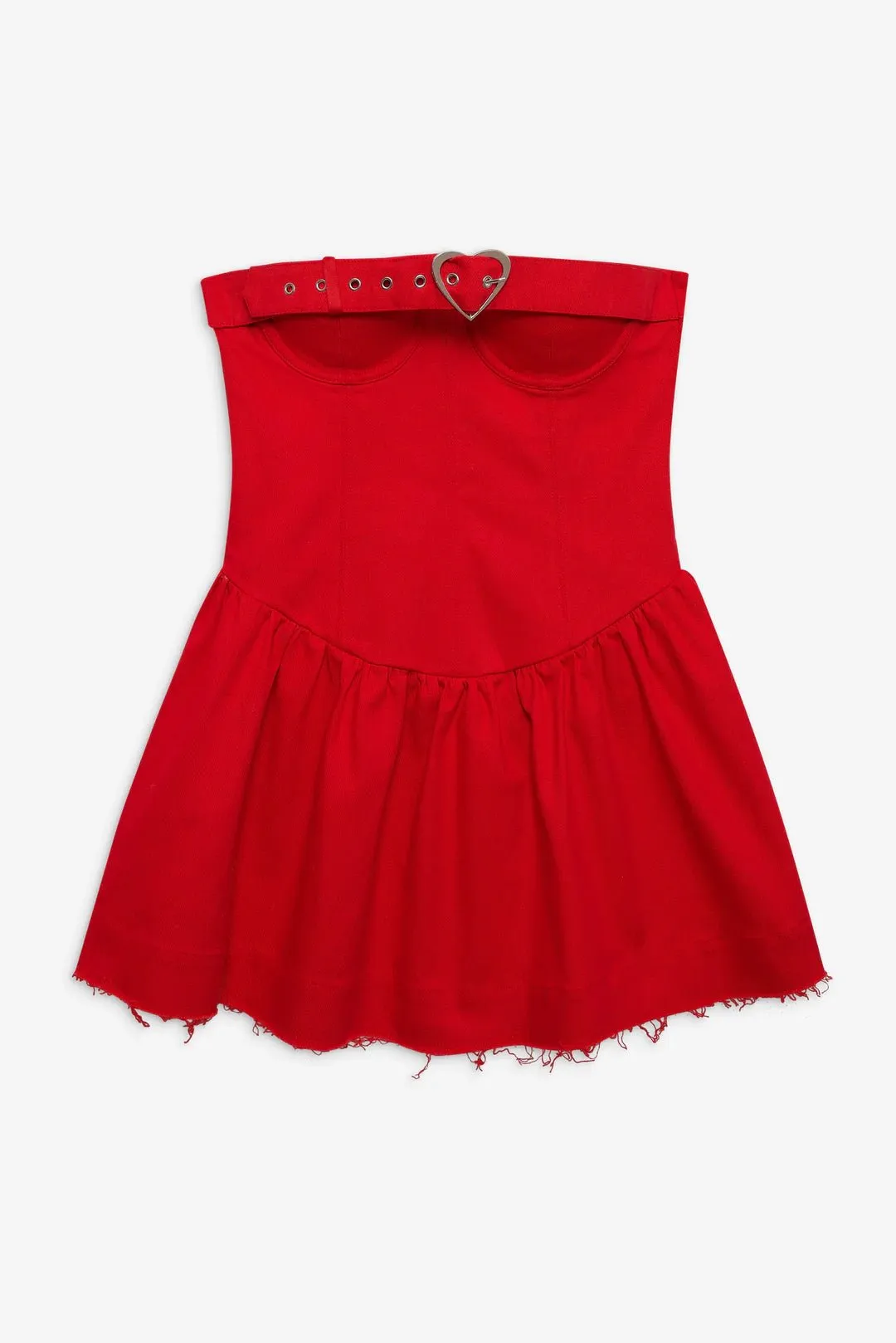 Lipstick Denim Mini Dress in Red