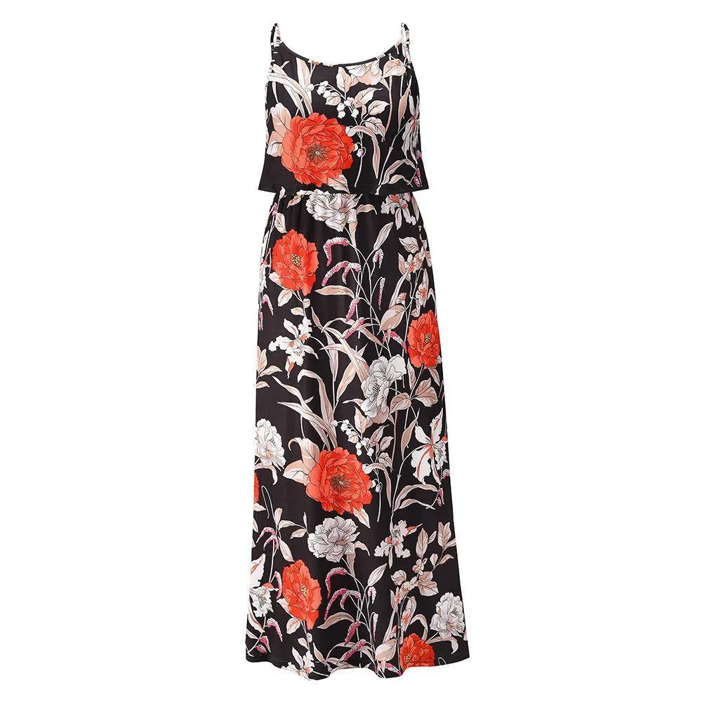 Little Floral Print Long Summer Beach Dresses
