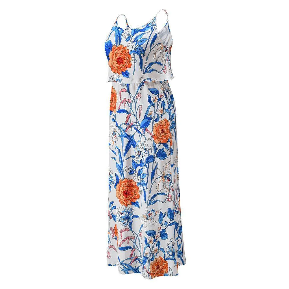 Little Floral Print Long Summer Beach Dresses