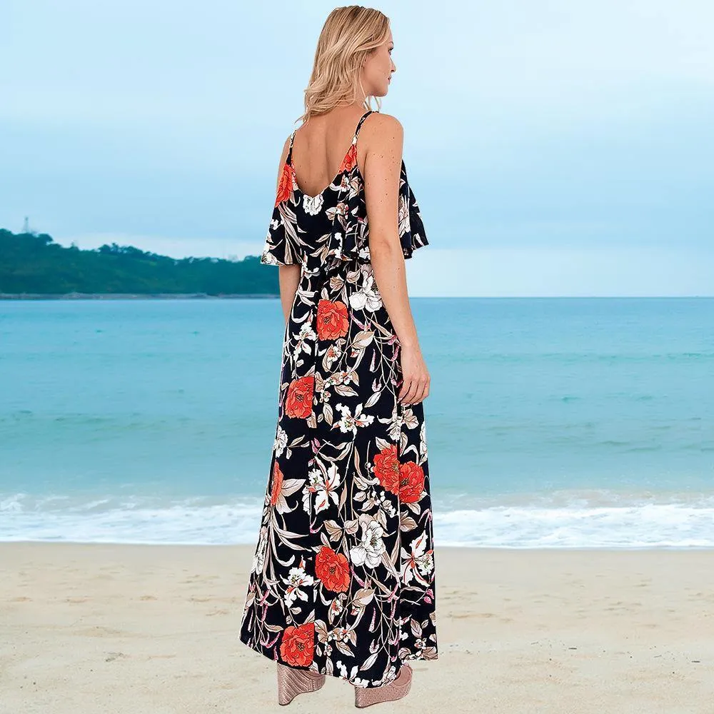 Little Floral Print Long Summer Beach Dresses