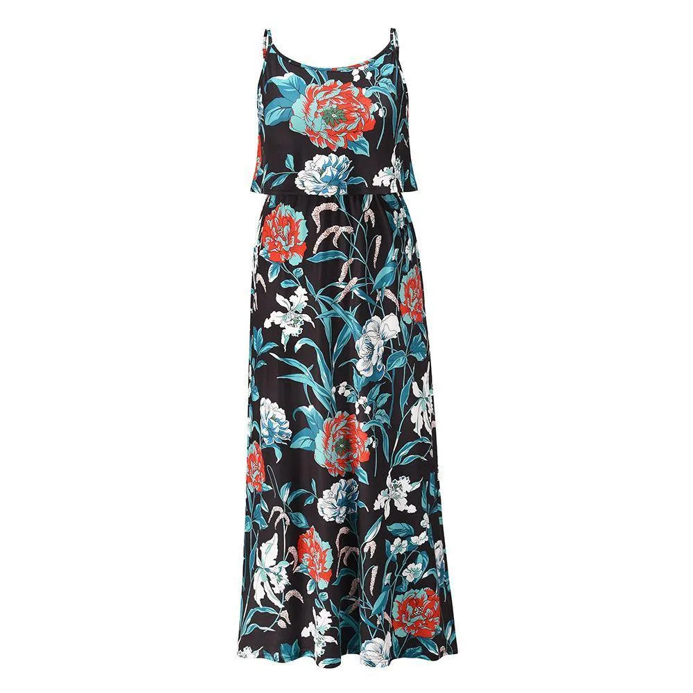 Little Floral Print Long Summer Beach Dresses