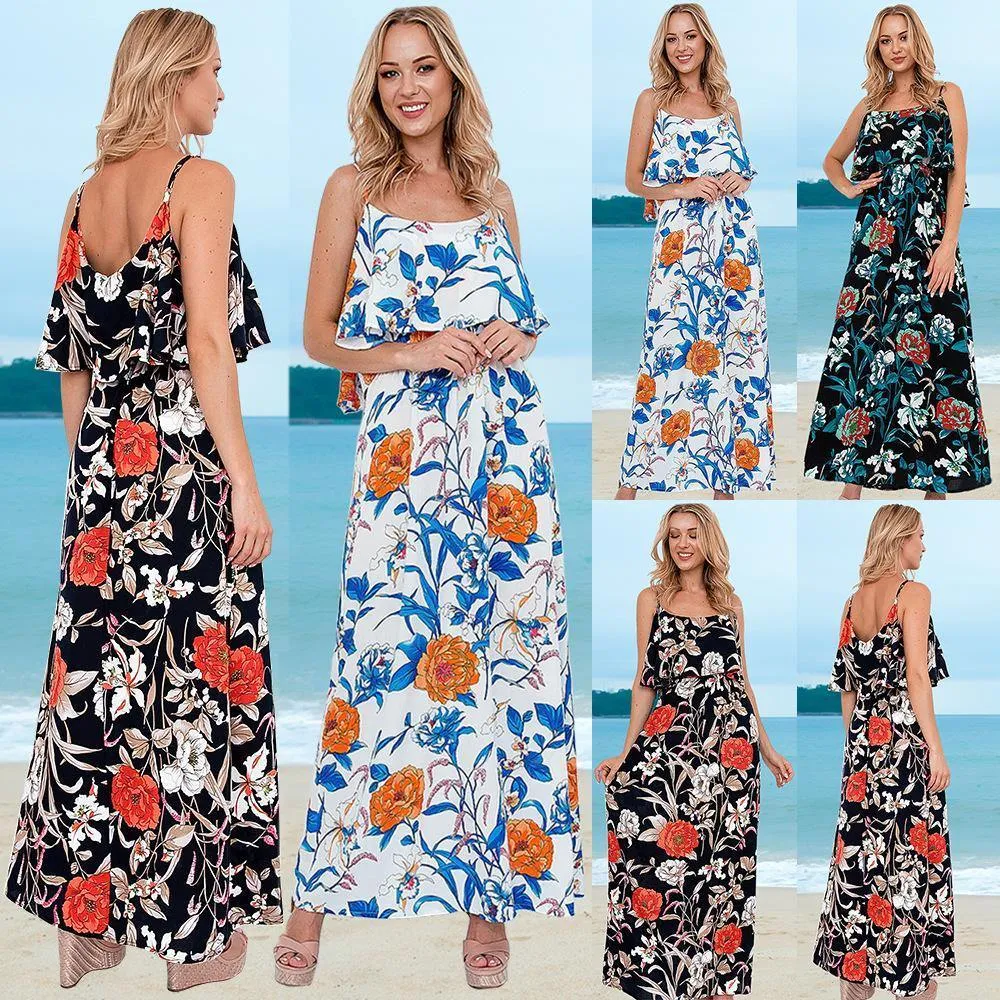 Little Floral Print Long Summer Beach Dresses