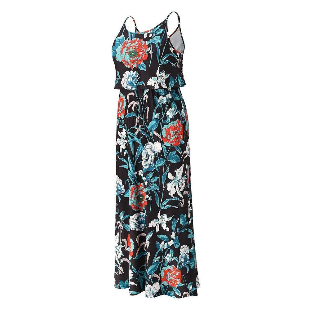 Little Floral Print Long Summer Beach Dresses