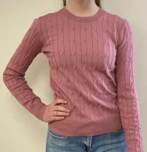 Long Sleeve Round Neck Cable Sweater