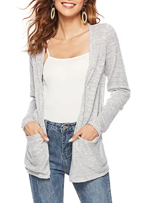 Long Sleeve V-neck Pocket Cardigan T-shirt Bottoming Shirt